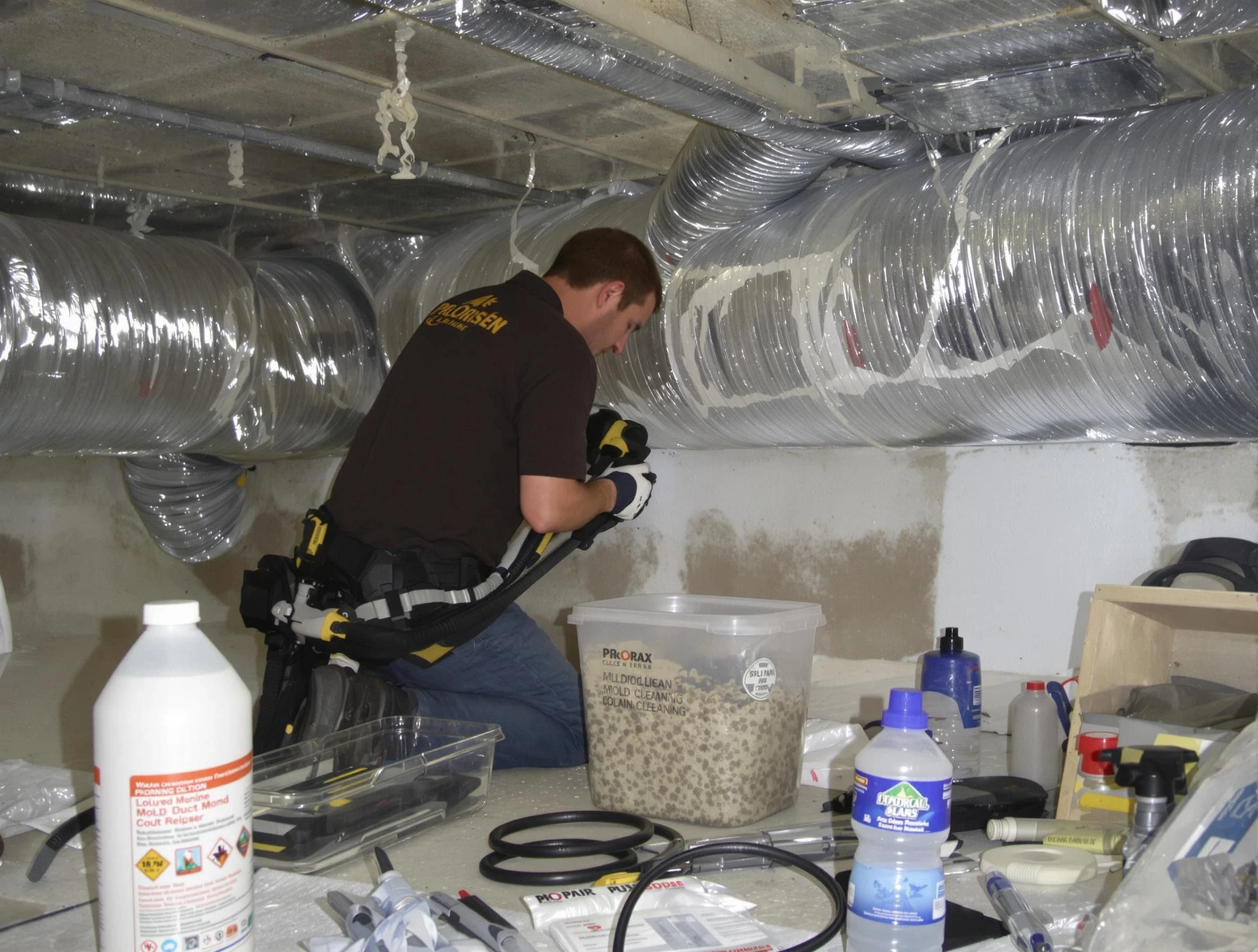 Menifee Air Duct Cleaning specialist performing professional mold removal from air ducts in Menifee