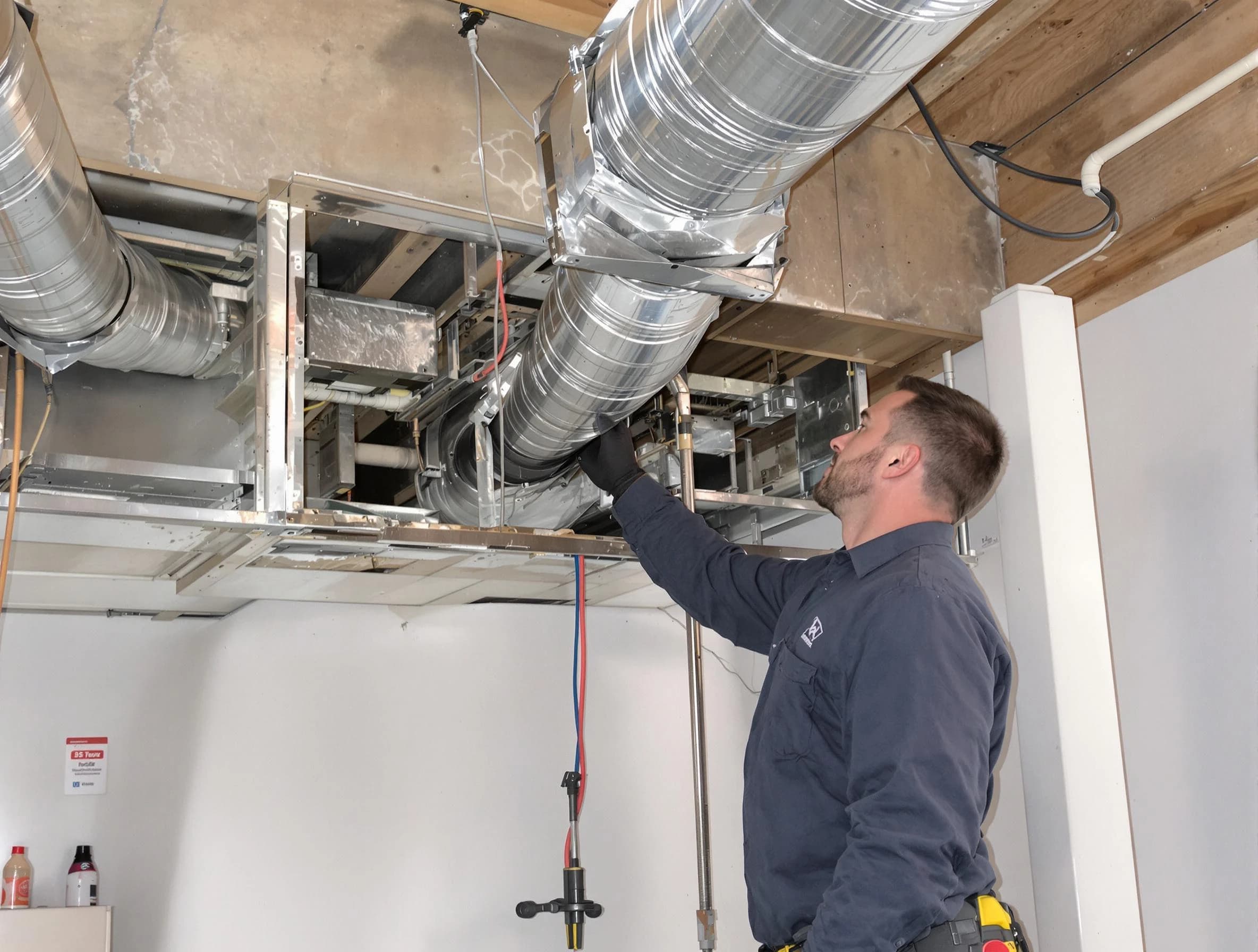 Menifee Air Duct Cleaning technician performing professional air duct repair using specialized tools in Menifee