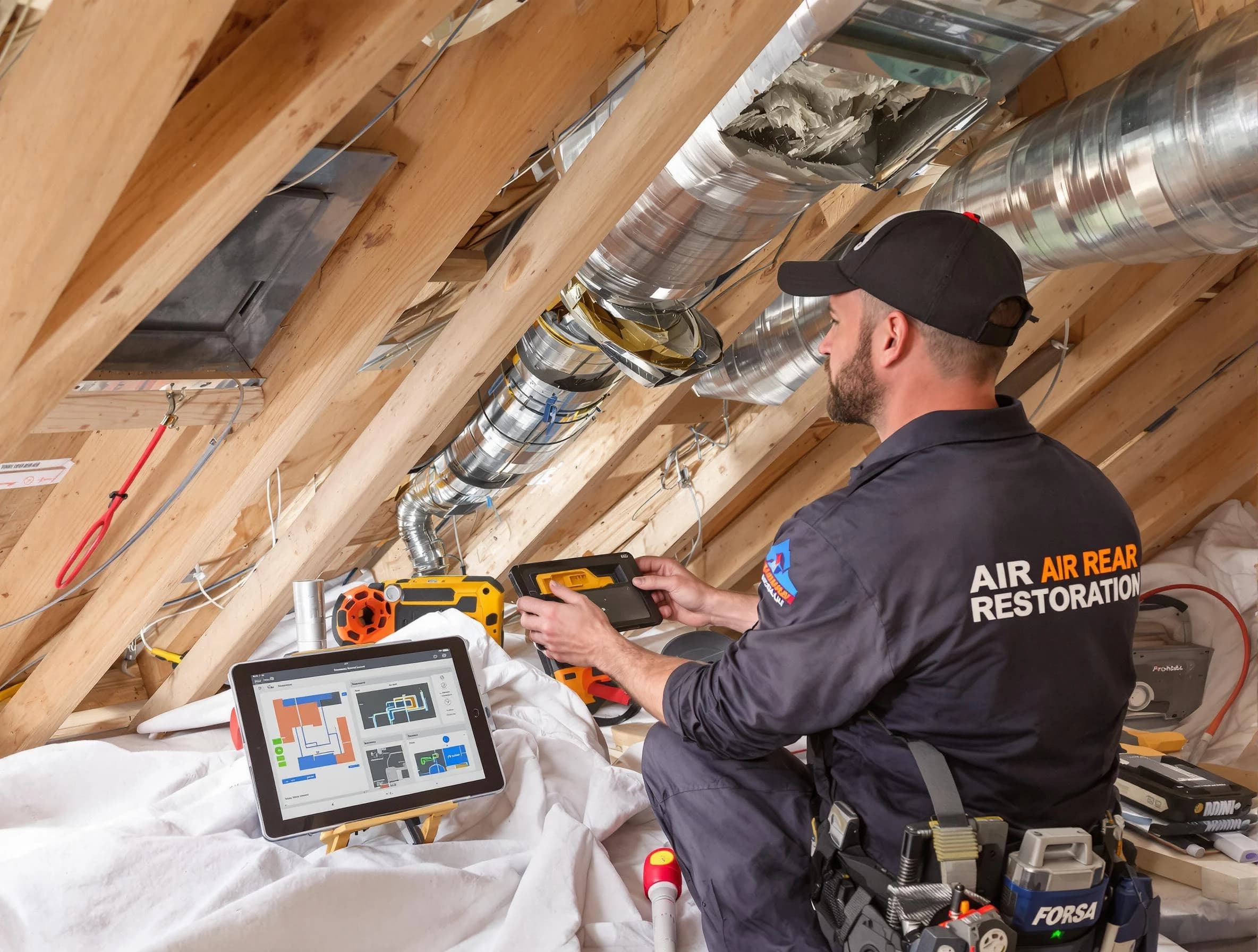 Menifee Air Duct Cleaning technician performing precise duct repair work in Menifee